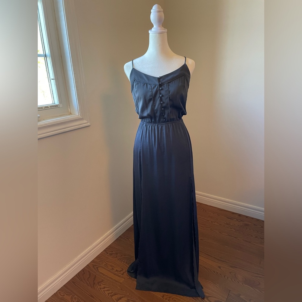 H&M Conscious Dark Gray Satin Maxi Dress